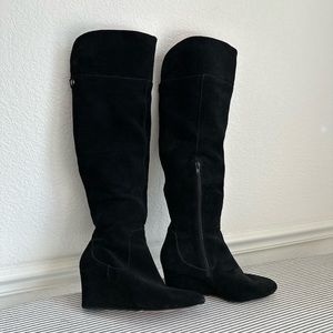 Enzo Angiolini Black Suede Over Knee Boots